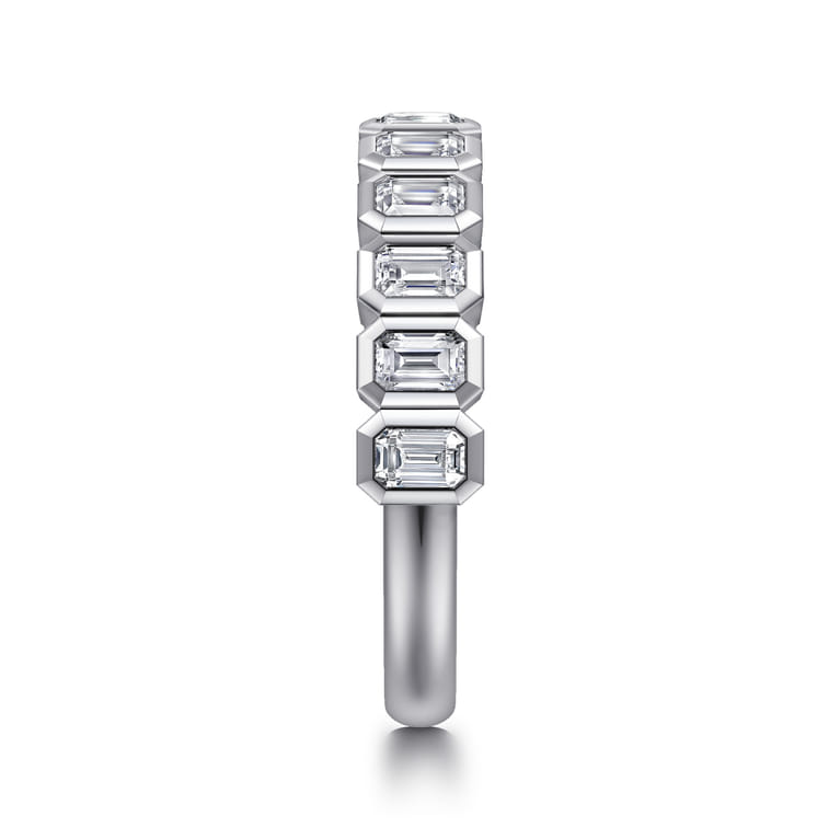 Fancy Wedding Ring in 14k White Gold with Emerald Cut Natural Diamond at Gabriel & Co. - Shot 4