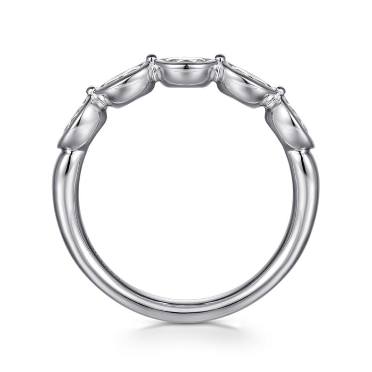 Straight Wedding Ring in 14k White Gold with Oval Natural Diamond at Gabriel & Co. - Shot 2