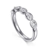 Straight Wedding Ring in 14k White Gold with Oval Natural Diamond at Gabriel & Co.