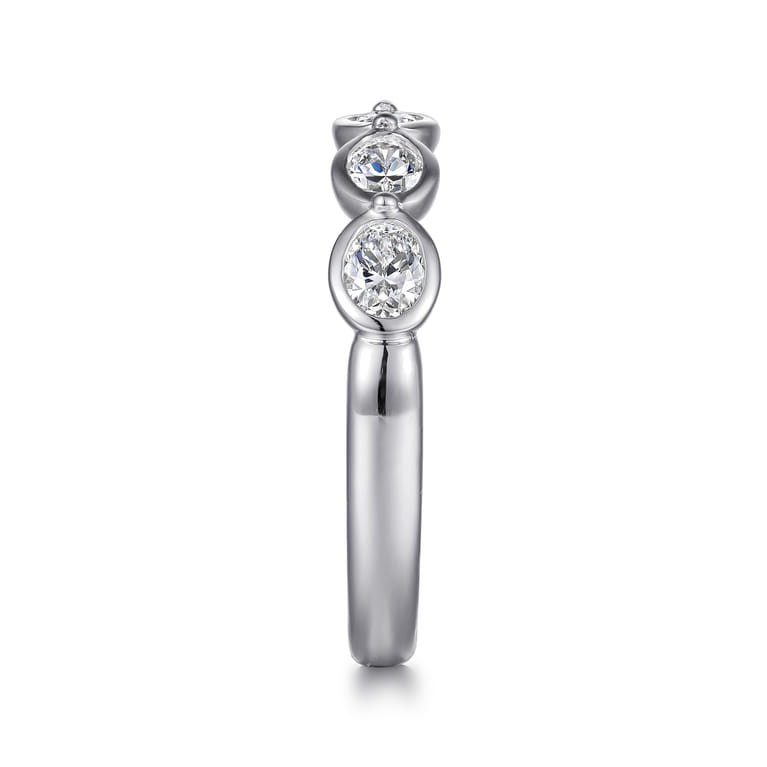 Straight Wedding Ring in 14k White Gold with Oval Natural Diamond at Gabriel & Co. - Shot 4