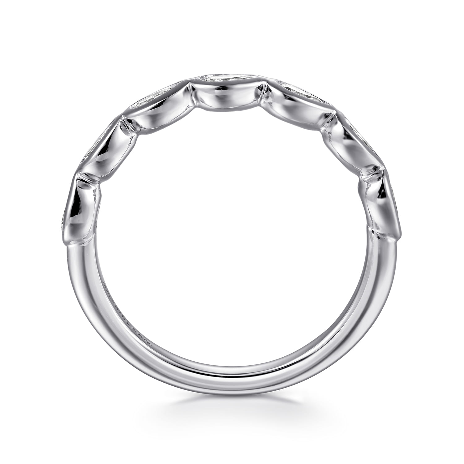 Straight Wedding Ring in 14k White Gold with Pear Natural Diamond at Gabriel & Co. - Shot 2