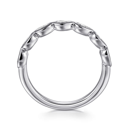 14K White Gold Bezel Pear Shape 7 Stone Diamond Anniversary Band