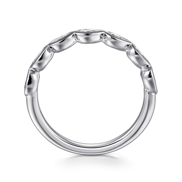 Straight Wedding Ring in 14k White Gold with Pear Natural Diamond at Gabriel & Co. - Shot 2
