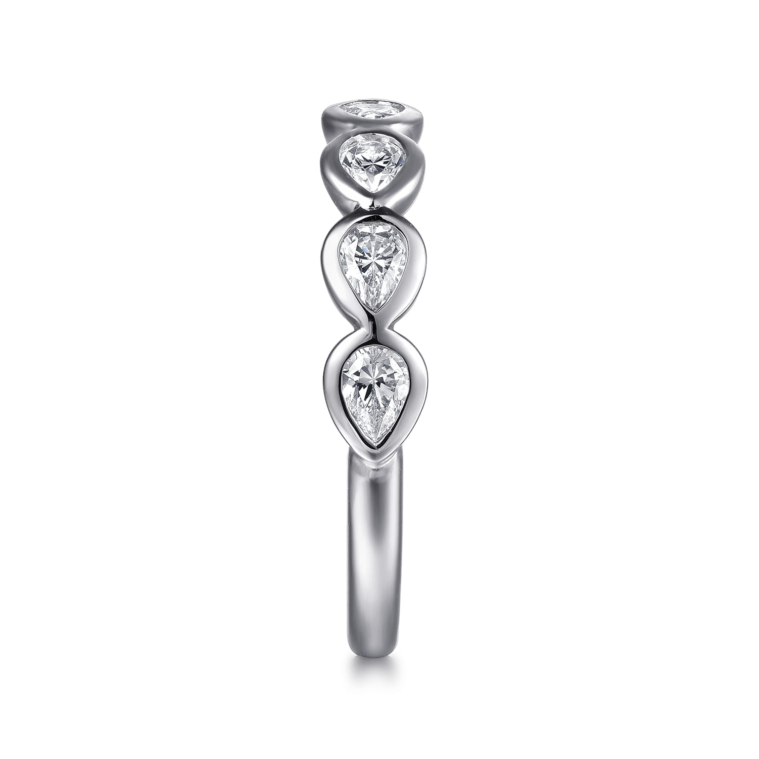 Straight Wedding Ring in 14k White Gold with Pear Natural Diamond at Gabriel & Co. - Shot 4