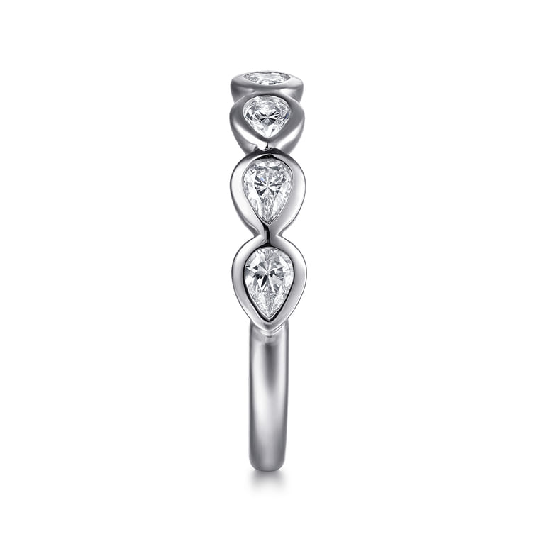 Straight Wedding Ring in 14k White Gold with Pear Natural Diamond at Gabriel & Co. - Shot 4