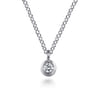 14K White Gold Bezel Set Diamond Pendant Necklace - 0.05 ct