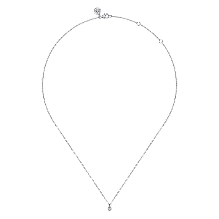 14K White Gold Bezel Set Diamond Pendant Necklace - 0.05 ct - Shot 2