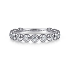 14K White Gold Bezel Set Diamond Ring Band