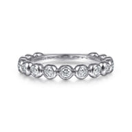 14K White Gold Bezel Set Diamond Ring Band