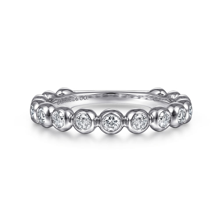 14K White Gold Bezel Set Diamond Ring Band - 0.25 ct - Shot 1