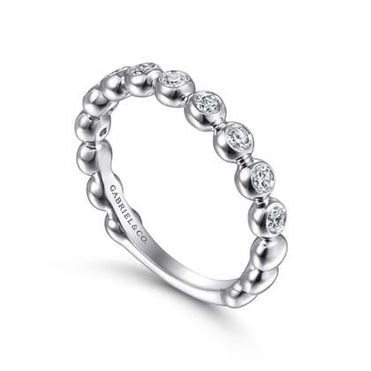 14K White Gold Bezel Set Diamond Ring Band