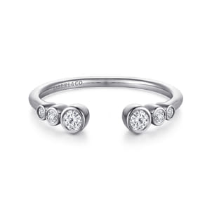14K White Gold Bezel Set Diamond Split Stackable Ring