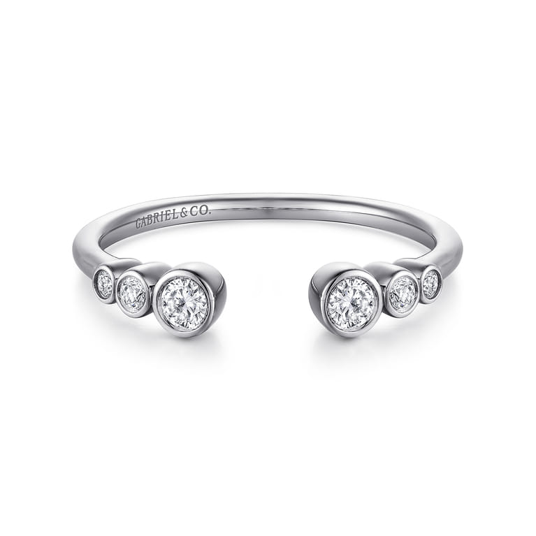 14K White Gold Bezel Set Diamond Split Stackable Ring - 0.15 ct - Shot 1