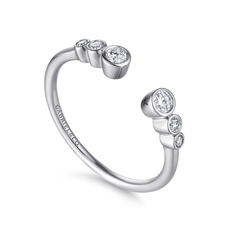 14K White Gold Bezel Set Diamond Split Stackable Ring - 0.15 ct - Shot 3