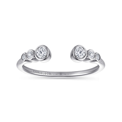 14K White Gold Bezel Set Diamond Split Stackable Ring