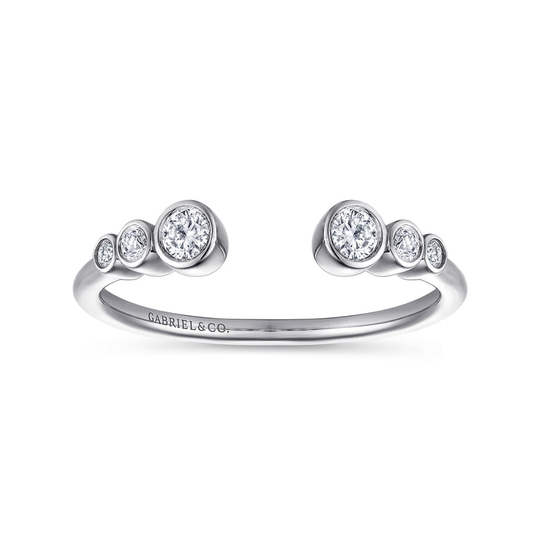 14K White Gold Bezel Set Diamond Split Stackable Ring - 0.15 ct - Shot 4