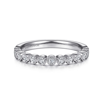 14K White Gold Bezel Set Diamond Stackable Ring