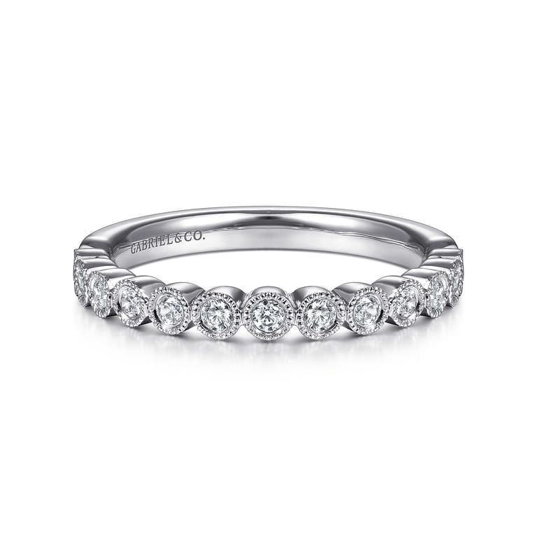 14K White Gold Bezel Set Diamond Stackable Ring - 0.23 ct - Shot 1