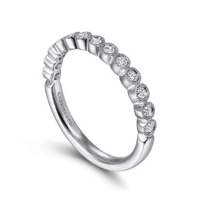 14K White Gold Bezel Set Diamond Stackable Ring
