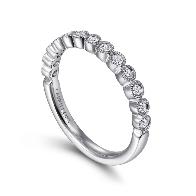 14K White Gold Bezel Set Diamond Stackable Ring - 0.23 ct - Shot 3