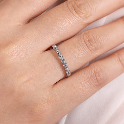 14K White Gold Bezel Set Diamond Stackable Ring