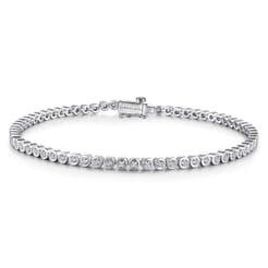 14K White Gold Bezel Set Diamond Tennis Bracelet