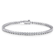 14K White Gold Bezel Set Diamond Tennis Bracelet