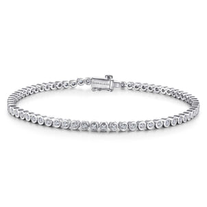 14K White Gold Bezel Set Diamond Tennis Bracelet