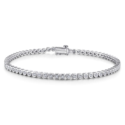 14K White Gold Bezel Set Diamond Tennis Bracelet