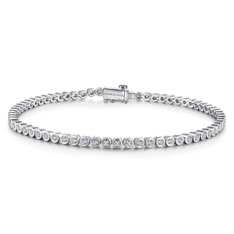 14K White Gold Bezel Set Diamond Tennis Bracelet - 1 ct - Shot 1