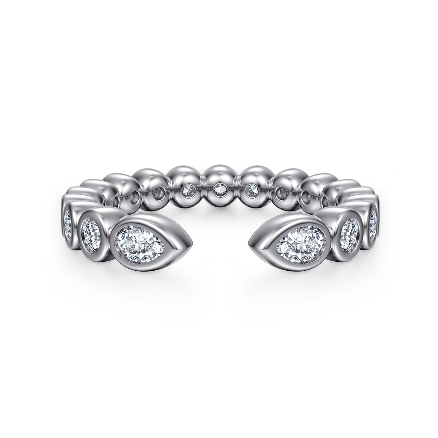 Open Ring Wedding Ring in 14k White Gold with Pear Natural Diamond at Gabriel & Co. - Shot 1
