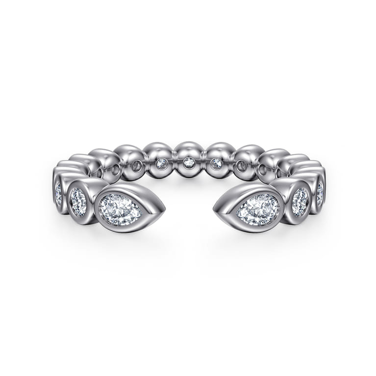 Open Ring Wedding Ring in 14k White Gold with Pear Natural Diamond at Gabriel & Co. - Shot 1