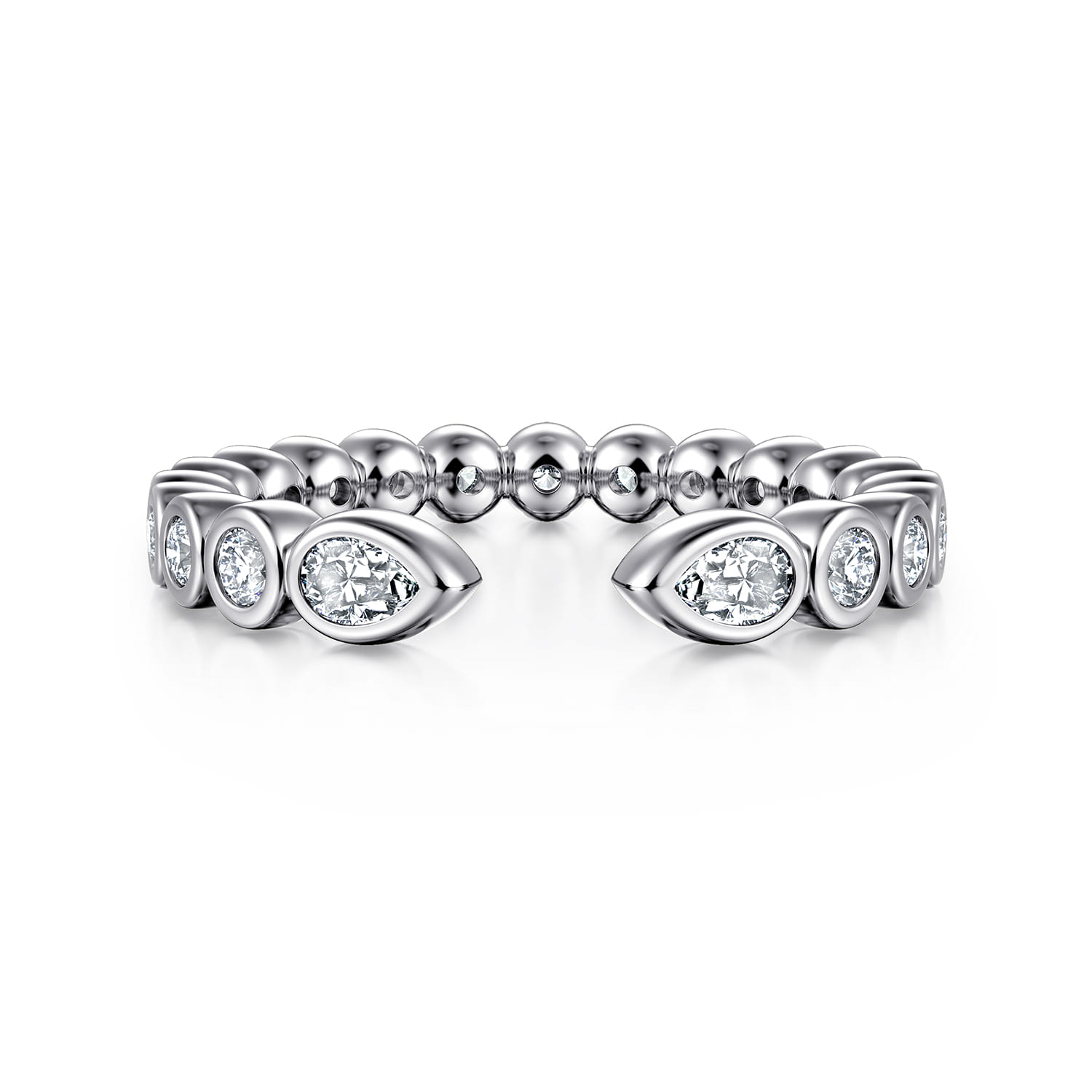 Open Ring Wedding Ring in 14k White Gold with Pear Natural Diamond at Gabriel & Co. - Shot 1