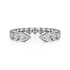 14K White Gold Bezel Set Pear and Round Open Diamond Eternity Band
