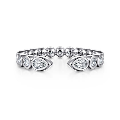 14K White Gold Bezel Set Pear and Round Open Diamond Eternity Band