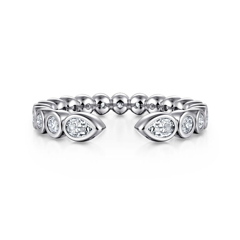 Open Ring Wedding Ring in 14k White Gold with Pear Natural Diamond at Gabriel & Co. - Shot 1