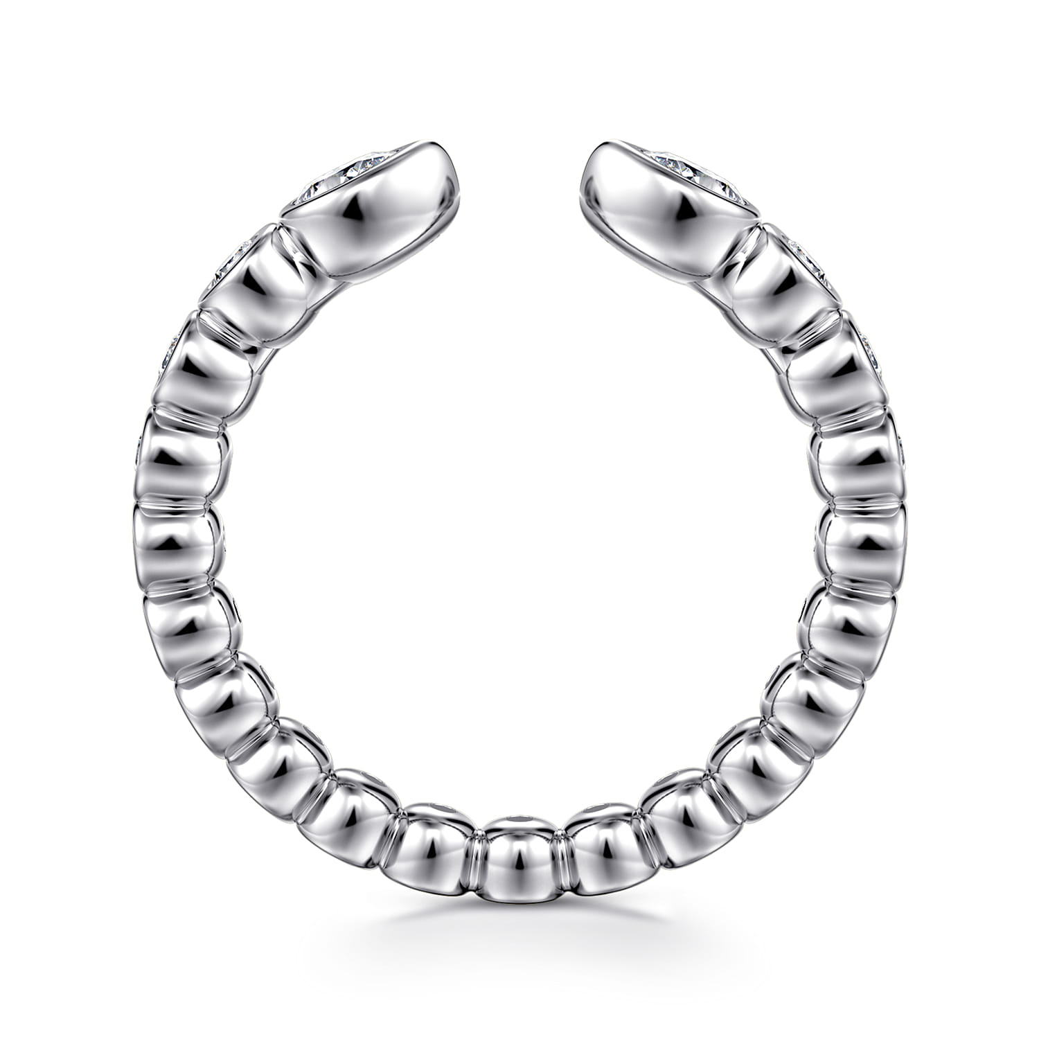 Open Ring Wedding Ring in 14k White Gold with Pear Natural Diamond at Gabriel & Co. - Shot 2