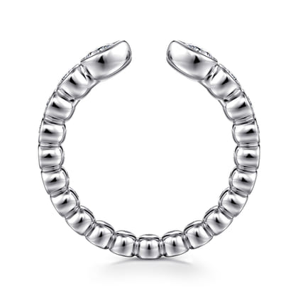 14K White Gold Bezel Set Pear and Round Open Diamond Eternity Band