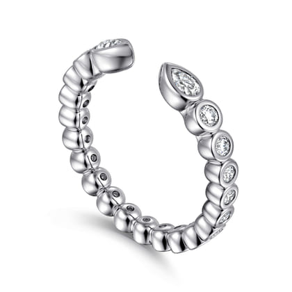 14K White Gold Bezel Set Pear and Round Open Diamond Eternity Band