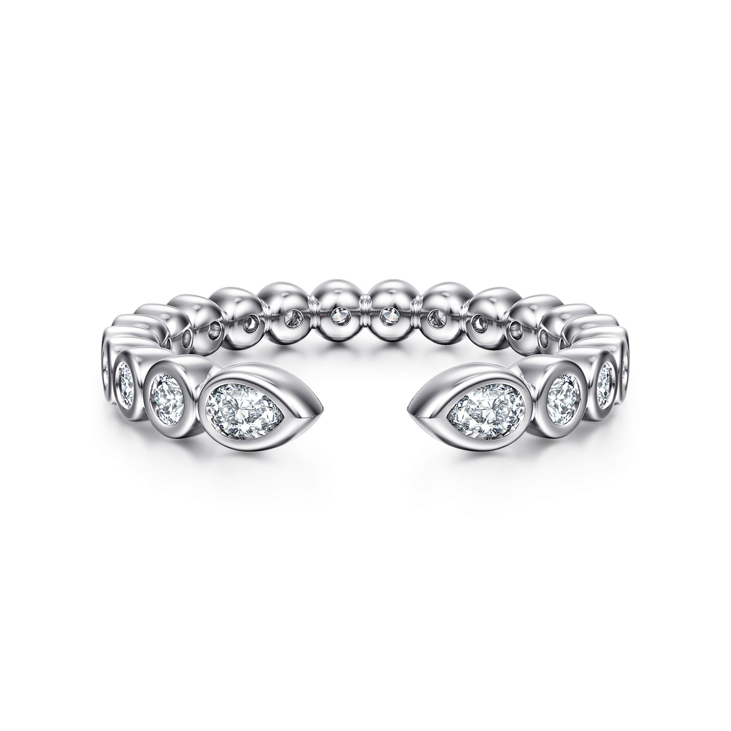 Open Ring Wedding Ring in 14k White Gold with Pear Natural Diamond at Gabriel & Co. - Shot 1