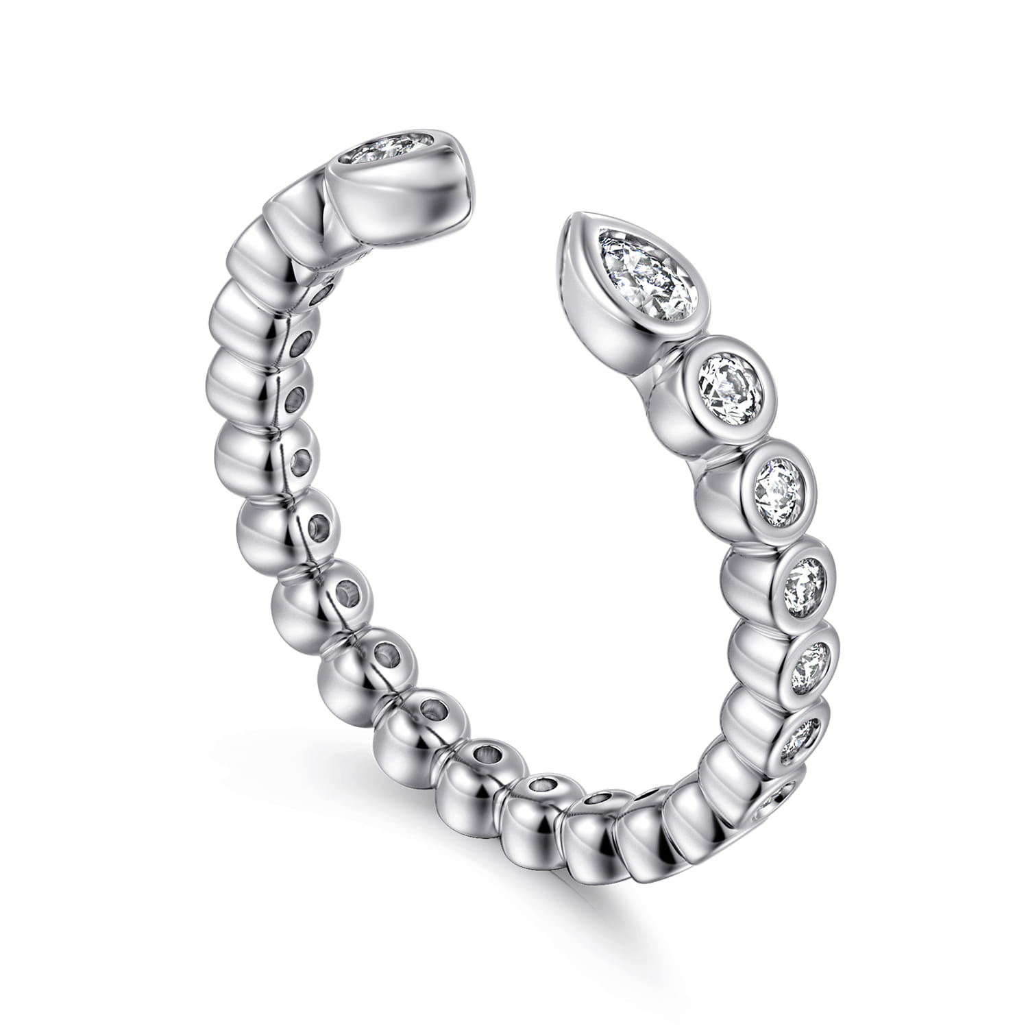Open Ring Wedding Ring in 14k White Gold with Pear Natural Diamond at Gabriel & Co. - Shot 3