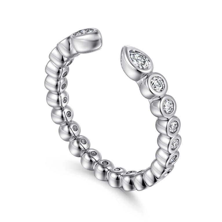 Open Ring Wedding Ring in 14k White Gold with Pear Natural Diamond at Gabriel & Co. - Shot 3