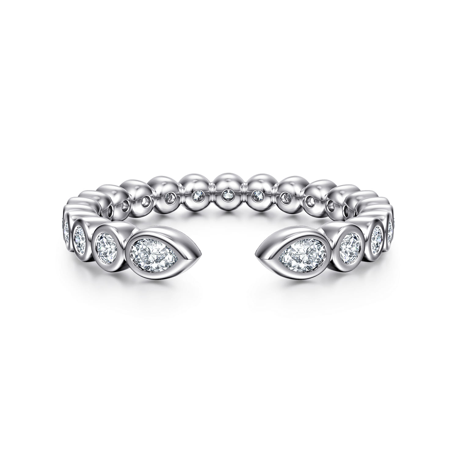 Open Ring Wedding Ring in 14k White Gold with Pear Natural Diamond at Gabriel & Co. - Shot 1