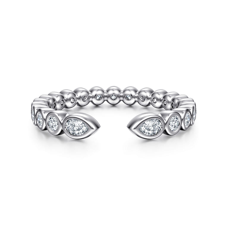 Open Ring Wedding Ring in 14k White Gold with Pear Natural Diamond at Gabriel & Co. - Shot 1