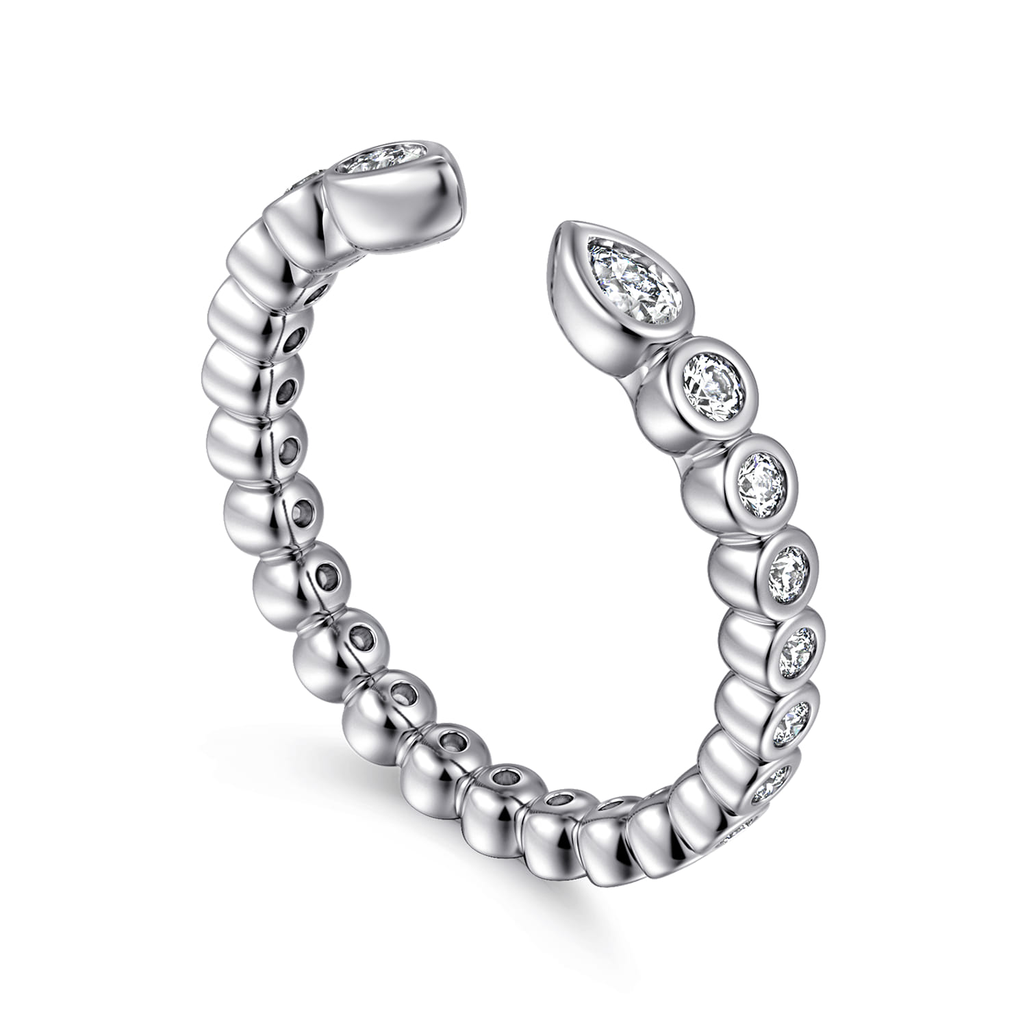 Open Ring Wedding Ring in 14k White Gold with Pear Natural Diamond at Gabriel & Co. - Shot 3