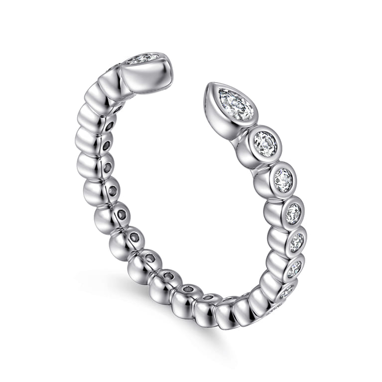Open Ring Wedding Ring in 14k White Gold with Pear Natural Diamond at Gabriel & Co. - Shot 3