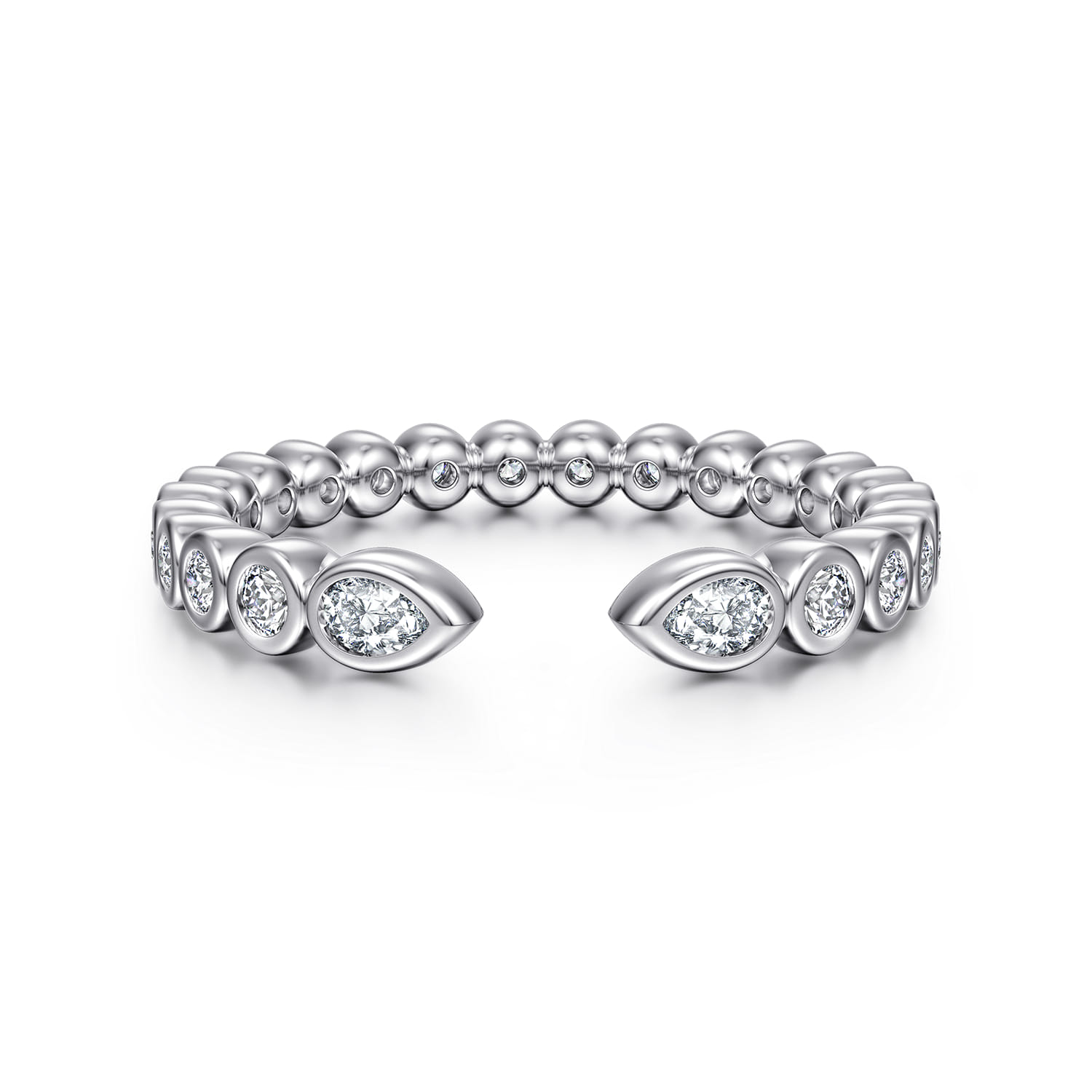 Open Ring Wedding Ring in 14k White Gold with Pear Natural Diamond at Gabriel & Co. - Shot 1