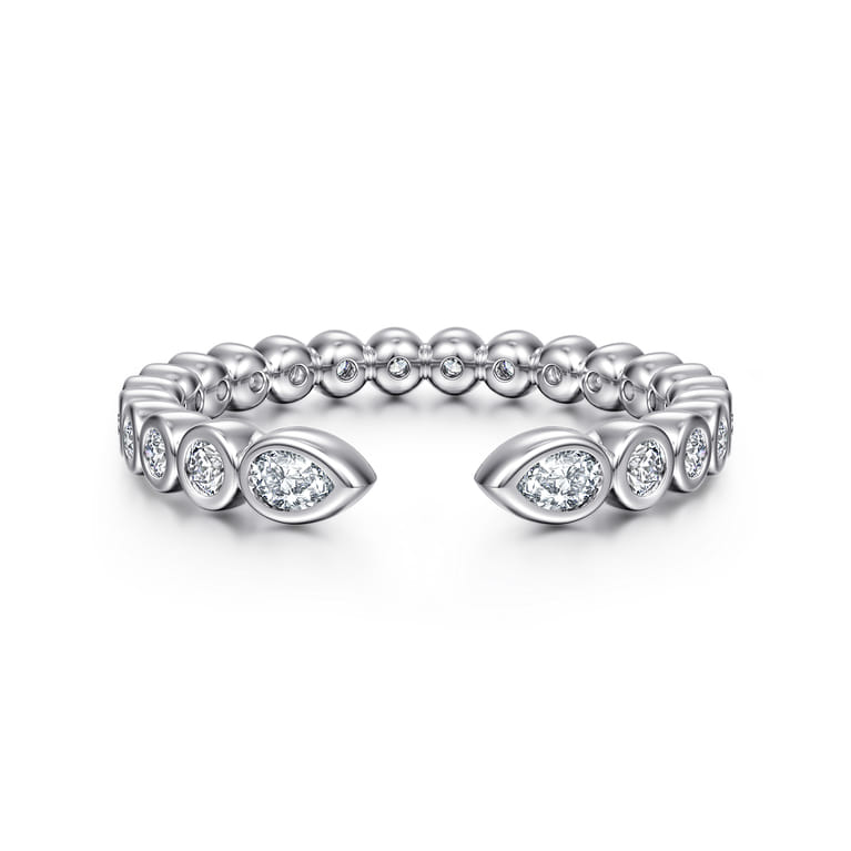 Open Ring Wedding Ring in 14k White Gold with Pear Natural Diamond at Gabriel & Co. - Shot 1