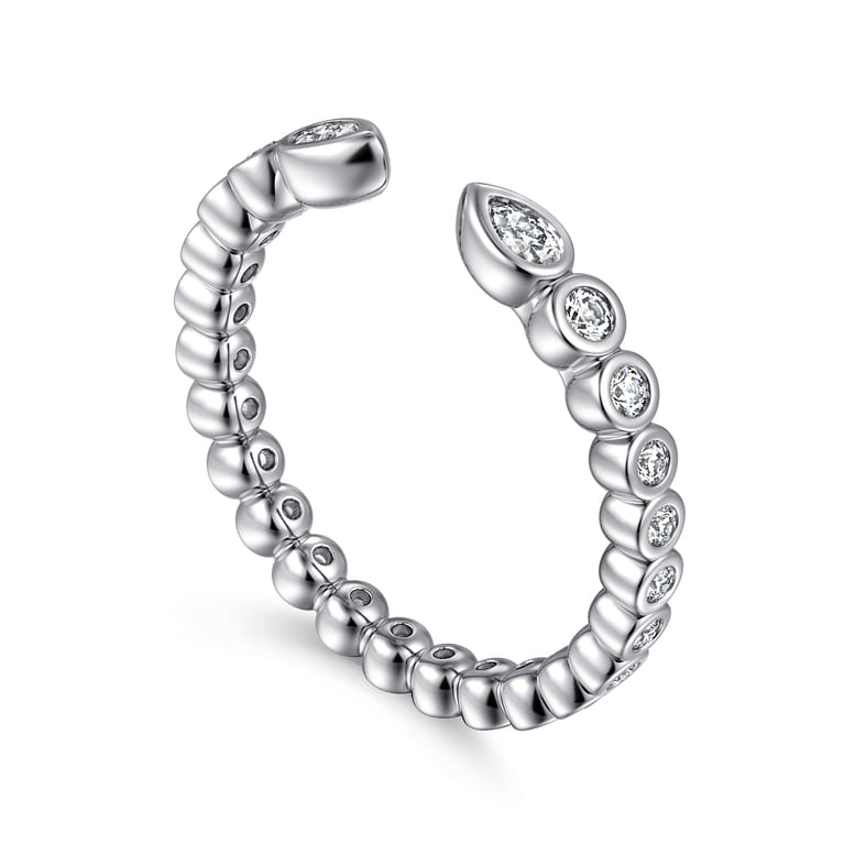 Open Ring Wedding Ring in 14k White Gold with Pear Natural Diamond at Gabriel & Co. - Shot 3