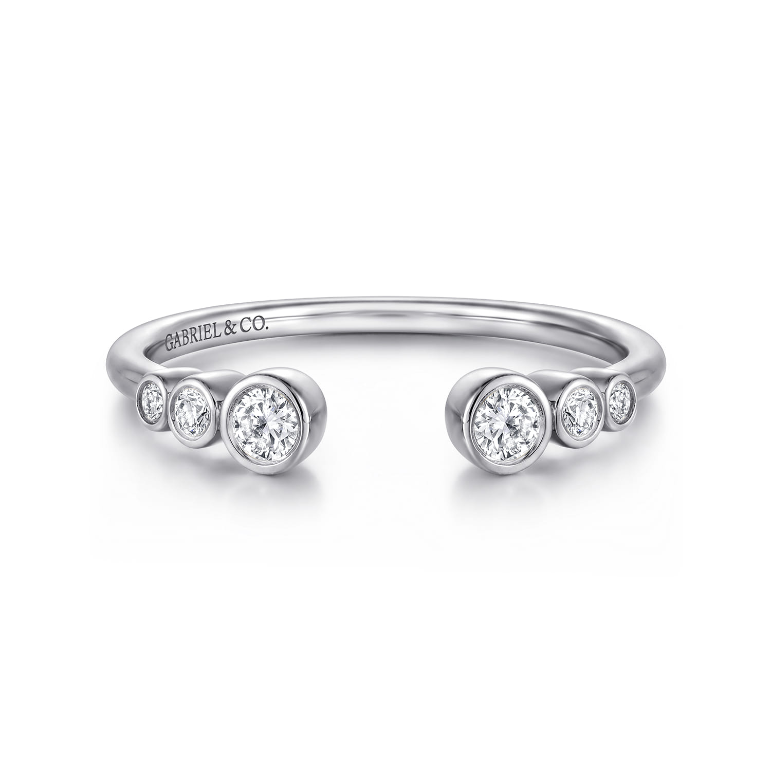 Open Ring Wedding Ring in 14k White Gold with Round Natural Diamond at Gabriel & Co. - Shot 1
